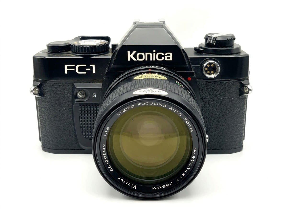 Konica FC-1 con obiettivo Vivitar 85-205mm