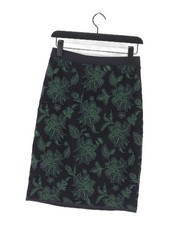 Tory Burch Women's Midi Skirt UK 4 Black Floral 100% Polyester Midi A-Line