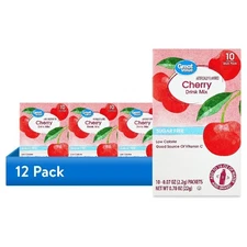 Sugar-Free Cherry Soft Drink Mix Packets 10 Count Zero Calorie Powdered Beverage