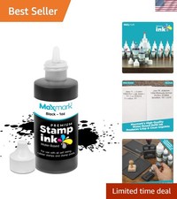 Black Refill Ink - 1 oz. Bottle with Control Tip for Precise Stamping