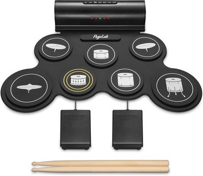 POGOLAB Rollup elektronisches Schlagzeug weiß 7 Pad tragbare faltbare Übungsmatte