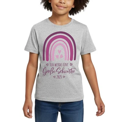 Ich Werde Große Schwester 2025 Regenbogen Geburt Kinder T-Shirt - Bild 1 von 4