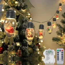Christmas Lights Indoor 6.8Ft Christmas Snow Globe Lights 10 LED Fairy Lights wi