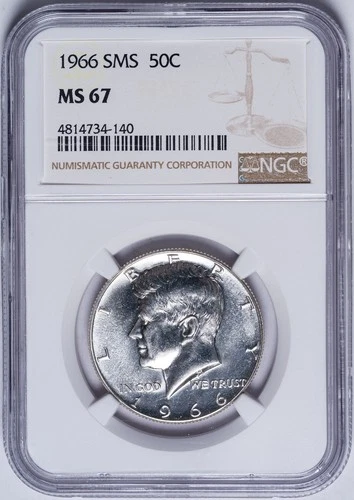 NGC MS-67 1966 SMS Silver Kennedy Half Dollar