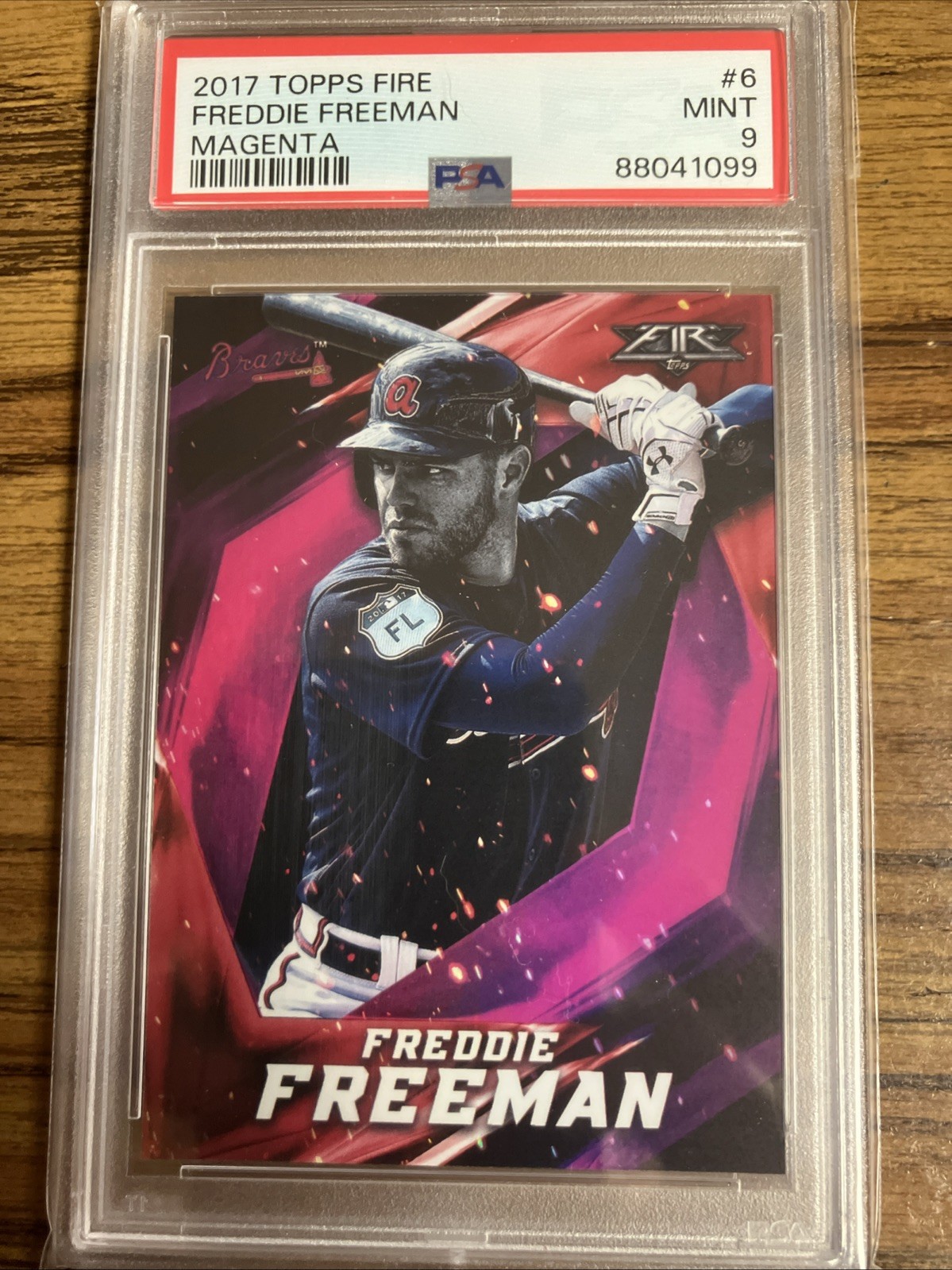 2017 Topps Fire - Freddie Freeman #6 Magenta SP #23/25 PSA 9 Mint Pop 1