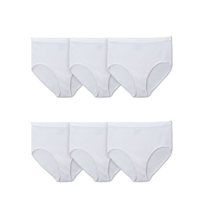 NEW Fruit of the Loom Fit for Me 5X Plus Cotton Brief 6 Pack White