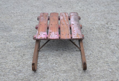 Vintage old sleigh sledge snow metal with wooden top - FREE DELIVERY - Picture 4 of 7