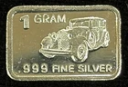 1 GRAM GR G .999 Fine Pure Solid Silver 1928 Ford Model A Car Bullion Bar! Gift!