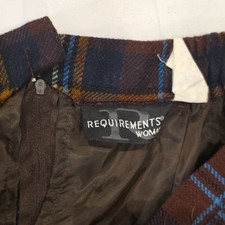 Requirements Woman Brown Blue Yellow Plaid Fringe Zip Lined Skirt