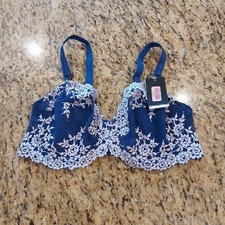 WACOAL 65191 Embrace Lace Underwire Bra Size 36D Blue/Lilac Embroidery NWT