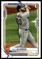 Pete Alonso 2021 Bowman #86 New York Mets FREE SHIPPING AutographDen