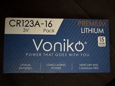 NEW Unopened Voniko CR123A 3V Lithium Battery  (16 Pack)