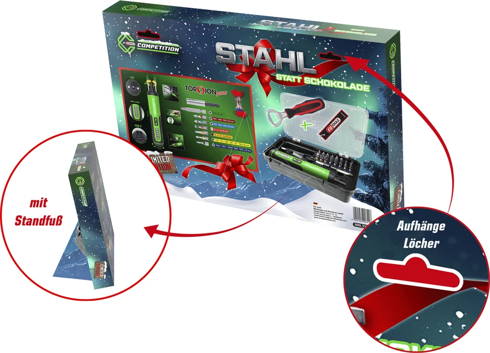 KS TOOLS COMPETITION Adventskalender mit Akku-Stabschrauber-Satz und Torsions... - Bild 2 von 4