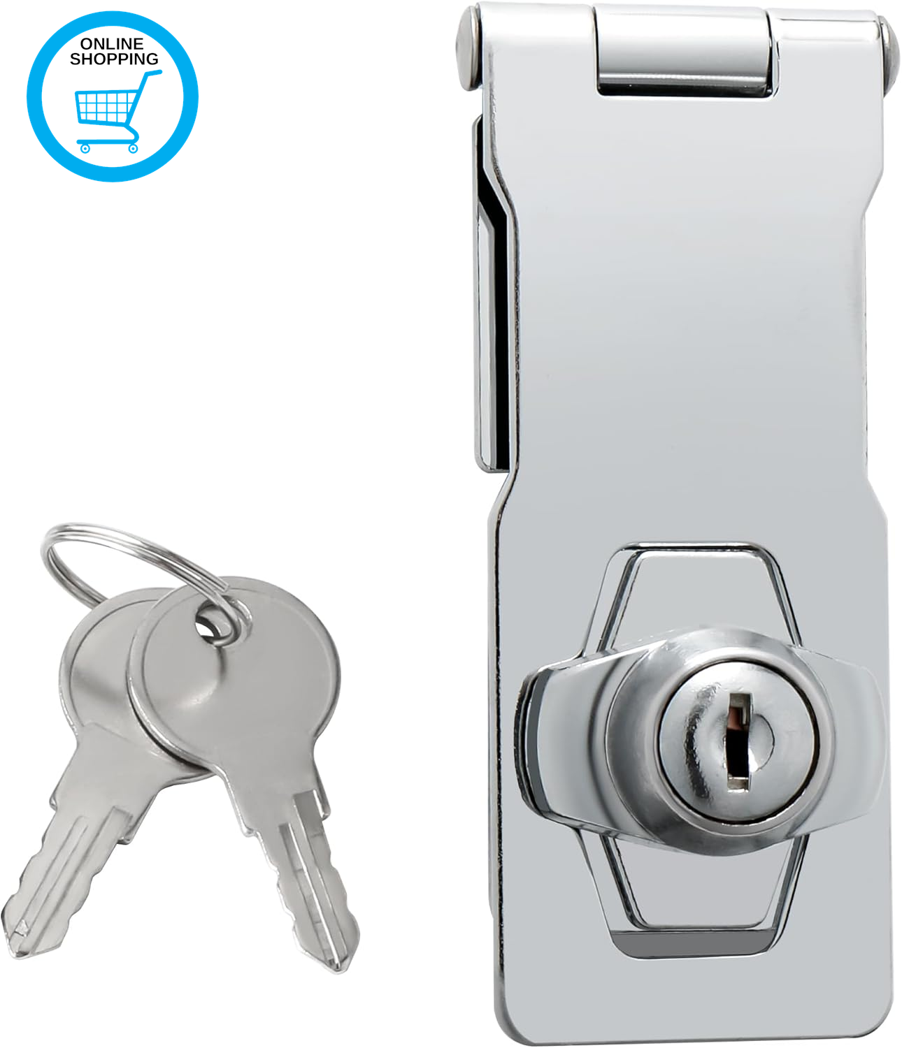Shed Lock with 2 Keys, Keyed Hasp Door Lock Garden Gate Latch Bolt Security for