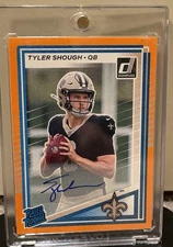 2025 Panini Donruss Rated Rookie Orange SP Auto #304 Tyler Shough Saints