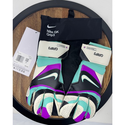 Nike GK Grip 3 Soccer Goalkeeper Gloves Sz 8 White/Blue/Purple FB2998-010 - Picture 1 of 5