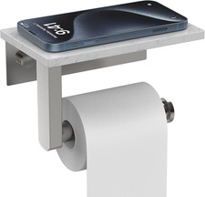 Brushed Nickel Marble Toilet Paper Holder with Shelf Wall Mount