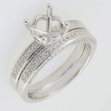 Sterling Silver Semi Mount Ring Setting Round 8x8mm 2 Pieces Set Engagement Ring