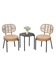 3 Piece Wicker Patio Bistro Furniture Set, Outdoor Dining Chairs, Includes 2 ...