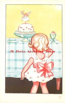 Unknown Artist, Unknown No 1236-2, Girl Admiring a Birthday Cake with Fairy