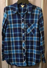 Woolrich Flannel Shirt Men’s Medium Plaid Long Sleeve Button Down Blue