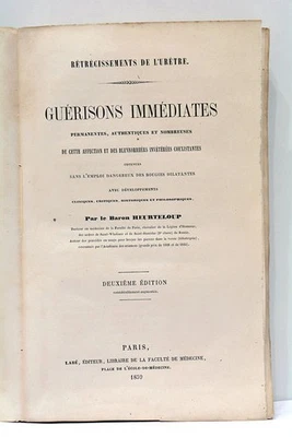 HEURTELOUP RÉTRÉCISSEMENTS DE L'URÈTRE PARIS 1859 - Photo 1/4