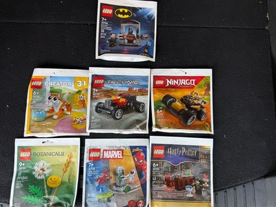 7 x LEGO Paper Polybags Batman Harry Potter Technic Ninjago City Marvel Creator