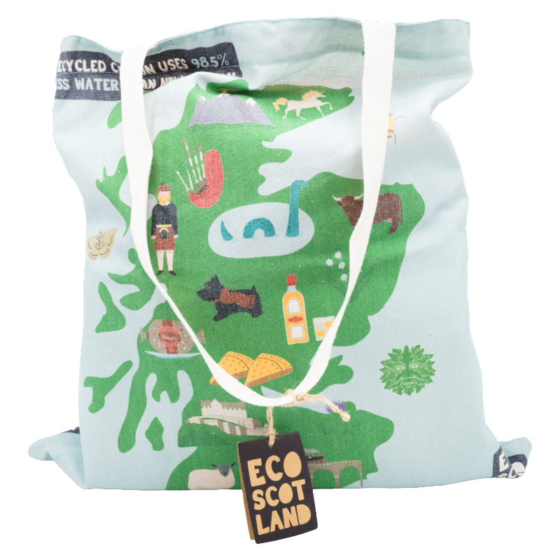 Scotland Map Shopper Bag 100% Recycled Cotton By Milly Green Eco