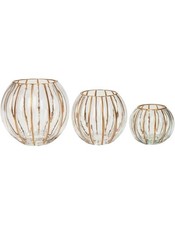 Windlichter Jala 3er Set Glas Teelichthalter orientalisch Deko Laterne Boho