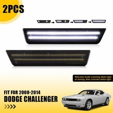 Rear Smoked White LED Bumper Side Marker Lights For 2008-2014 Dodge Challenger