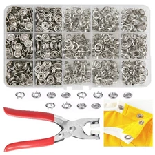 800PCS Metal Snaps Buttons with Fastener Pliers Press Tool Kit Perfect for DI...