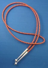 NEW Genuine leather RED BROWN 4mm 43" BOLO cord Sterling Silver large bead TIPS