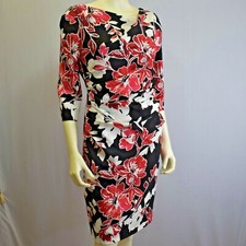 WHITE HOUSE BLACK MARKET DRAPED-NECK FLORAL SHEATH DRESS sz 6 NWT