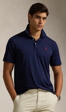 NWT Polo Ralph Lauren Solid NAVY BLUE Performance Collared Polo Shirt