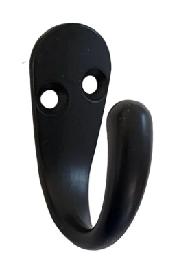 Single Black Metal Robe Hook 1-3/4'' By Brainerd 2 Screw Wall Mount