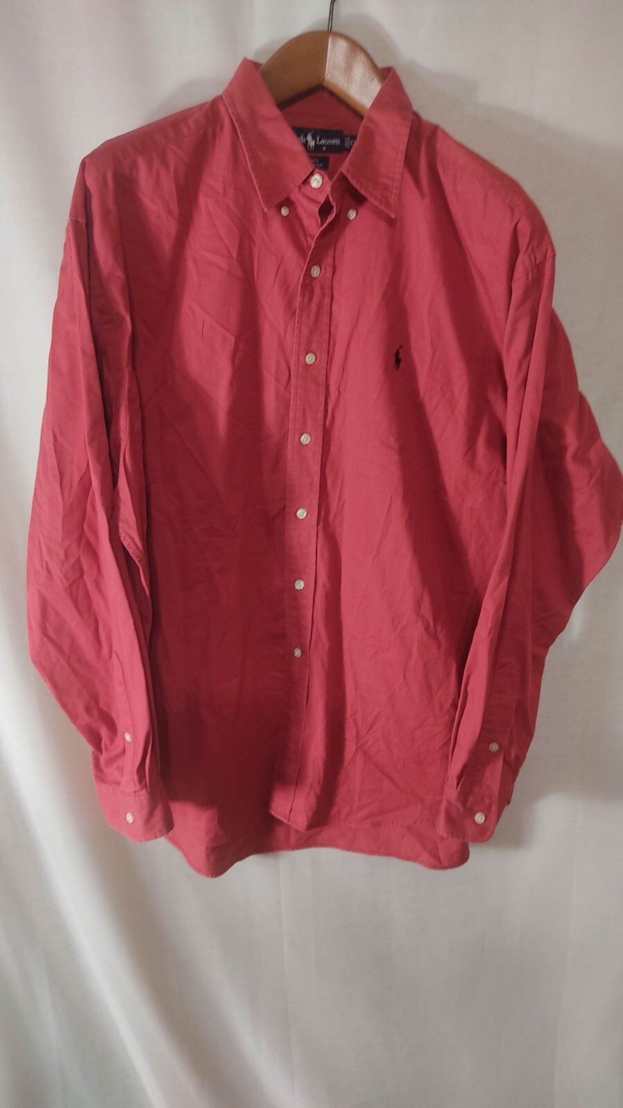 Camicia Ralph Lauren da uomo XL rosso nero manica lunga abbottonata blu pony 100% cotone