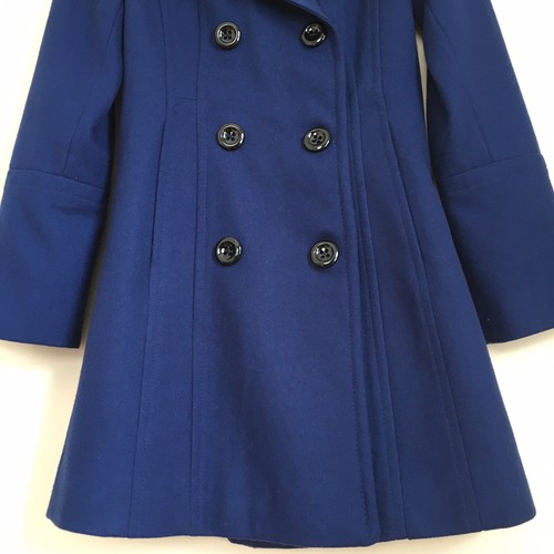 ANNE KLEIN Royal Blue Wool Blend Notched-Collar Double-Breasted Peacoat - Picture 6 of 19