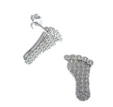 Orecchini donna PIEDINI BIMBO argento 925 con zirconi idea regalo Mamma