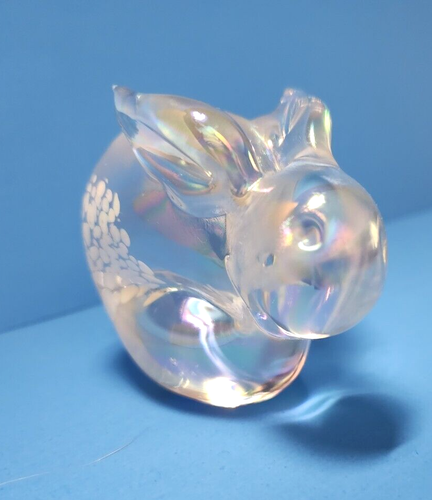 Art Glass Irredescent Bunny Rabbit Paperweight Figurine - Picture 5 of 10