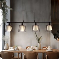Pendellampe HäNgelampe Esstischleuchte 4 Flammig Gitter Wohnzimmerlampe H 150 Cm