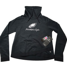 New NWT Philadelphia Eagles Black Sweatshirt Cowl Neck. Drawstring Women's S
