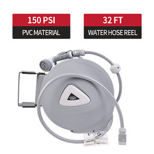 Retractable Water Hose-Reel Garden Sprayer Wall Mount 32FT 9 Adjustable Nozzle