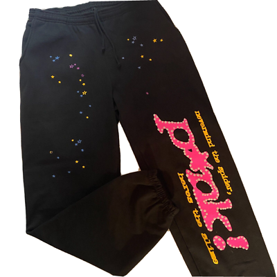 Pantalon De Survêtement Sp5der Worldwide Rose - Taille L (30x31) - 100% Coton - Grade B