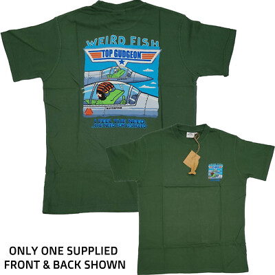 Weird Fish Top Gudgeon Gun T-Shirt olivgrün M Medium Rückendruck Neuheit Film