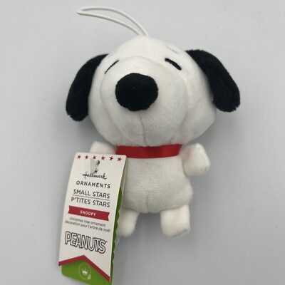 Hallmark Small Stars Peanuts Snoopy 4.5  Plush Hanging Ornament 100% Recycled