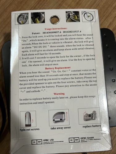 Bloqueo de freno de disco, bloqueo de disco de alarma Mysbiker 110 dB antirrobo impermeable motocicleta - Imagen 7 de 7
