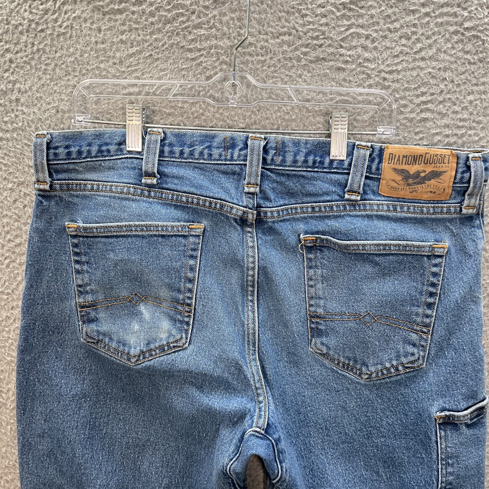 Diamond Gusset Jeans Mens 38x33 Blue Cargo Straight D… Gem