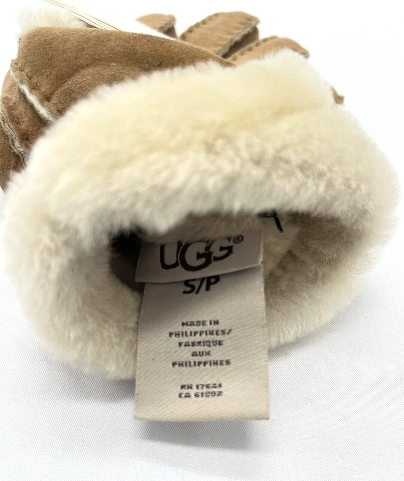 Guante UGG Mujer Pequeño Piel de Oveja Costura Expuesta ÚNICO Derecho SOLO Marrón Castaño Foto 4 de 4