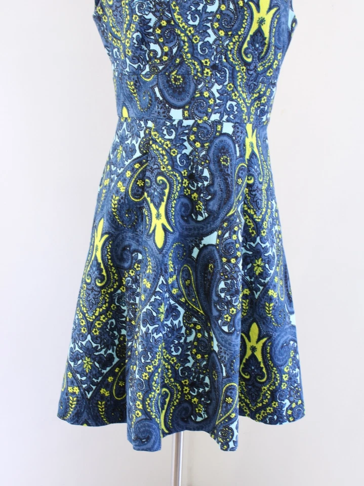 Plenty Tracy Reese Melanie Blue Paisley Print Floral Fit and Flare Dress Size 4 - Image 4 of 4