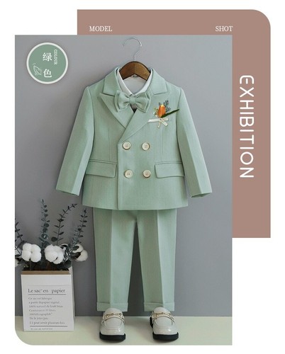 Boys Children Kids 5Piece Formal Wedding Party Blazer StagePerformance Vest Suit - Picture 16 of 37